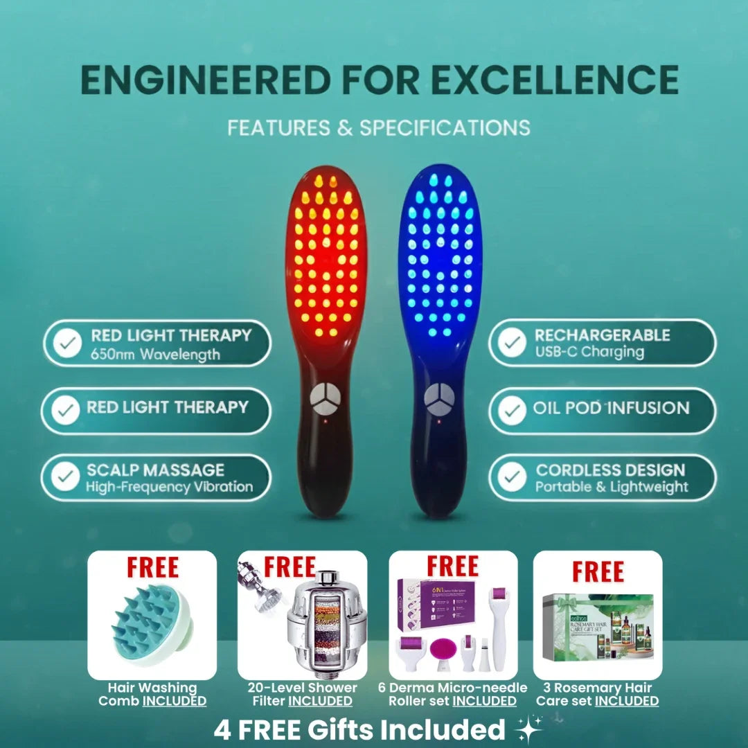 HairRenew™ - Hair LED Light Therapy Brush (4 FREE Gifts Included) DUXROCKS