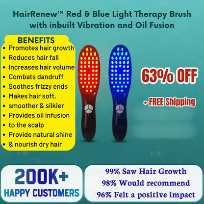 HairRenew™ LED Light Therapy Hair Brush